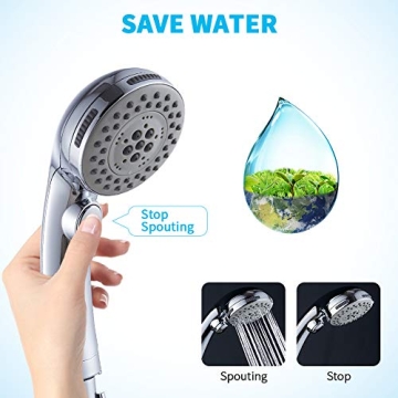 High Pressure 6 Setting Shower Head with ON/OFF Switch