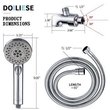 High Pressure 6 Setting Shower Head with ON/OFF Switch