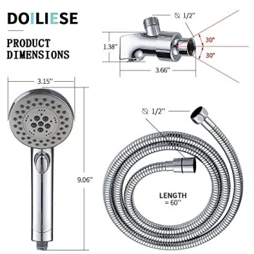 High Pressure 6 Setting Shower Head with ON/OFF Switch