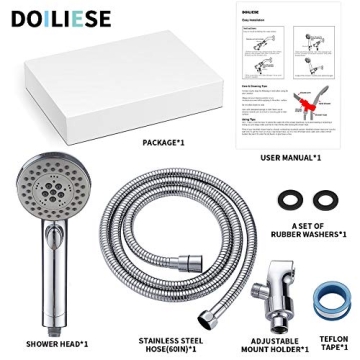 High Pressure 6 Setting Shower Head with ON/OFF Switch