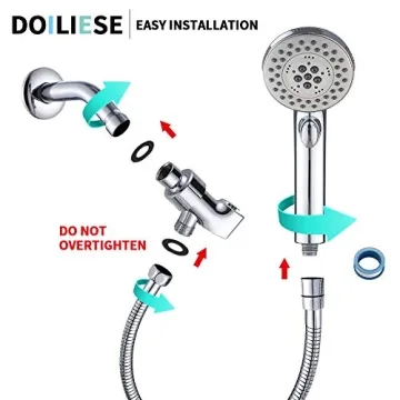 High Pressure 6 Setting Shower Head with ON/OFF Switch