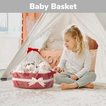 CHICVITA Elegant Cotton Rope Storage Basket for Baby Showers and Gifts, 13" x 10" x 5"