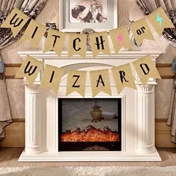 Harry Porter Witch OR Wizard Lightning Birthday Banner Pull Flag Burlap Pull Flowers Holiday Decoration(Witch OR Wizard)