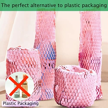 Pink Honeycomb Wrapping Paper Roll 15"- Eco-Friendly Packing Solution