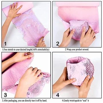 Pink Honeycomb Wrapping Paper Roll 15"- Eco-Friendly Packing Solution