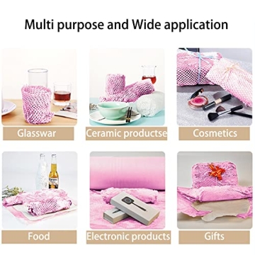 Pink Honeycomb Wrapping Paper Roll 15"- Eco-Friendly Packing Solution