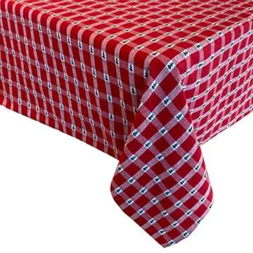 Lintex Little Christmas Trees Plaid Cotton Tablecloth - Chic Holiday Style, 60” x 120”