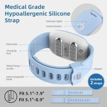 EmeTerm Fashion FDA-Cleared Relieve Nausea Electrode Stimulator Morning Sickness Motion Travel Sickness Vomit Relief Rechargeable No Gel Drug Free Wrist Bands Without Side Effects