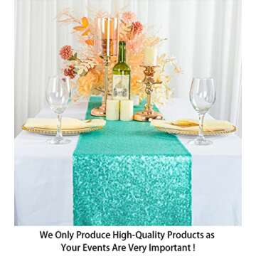 ShinyBeauty 12x72-Inch Rectangle-Mint Green-Sequin Table Runner- for Wedding/Party/Decor (12x72-Inch...