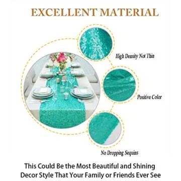 ShinyBeauty 12x72-Inch Rectangle-Mint Green-Sequin Table Runner- for Wedding/Party/Decor (12x72-Inch) (Mint Green)