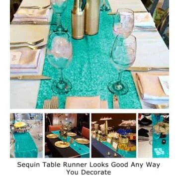 ShinyBeauty 12x72-Inch Rectangle-Mint Green-Sequin Table Runner- for Wedding/Party/Decor (12x72-Inch) (Mint Green)