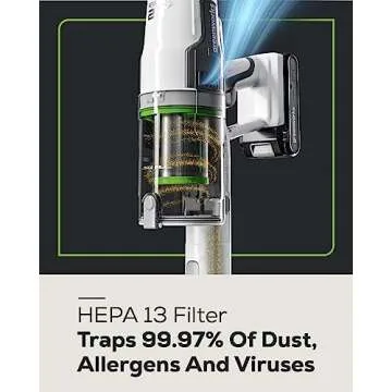 Greenworks 24V Brushless Cordless Stick Vacuum, Lightweight, Handheld, Pet, Anti-Allergen HEPA Filtration, Hard Floor, Carpet, Car, 4Ah Battery, and 30-Minute Charge Time (White)