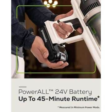 Greenworks 24V Brushless Cordless Stick Vacuum, Lightweight, Handheld, Pet, Anti-Allergen HEPA Filtration, Hard Floor, Carpet, Car, 4Ah Battery, and 30-Minute Charge Time (White)