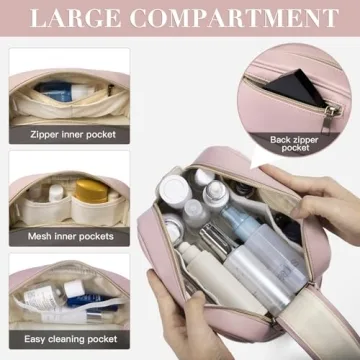 Travel Makeup Bag - Water Resistant, Large Capacity Organizer