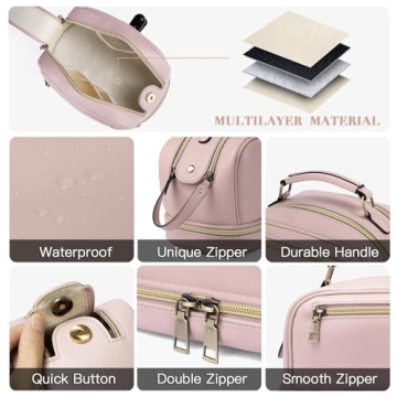 Travel Makeup Bag - Water Resistant, Large Capacity Organizer