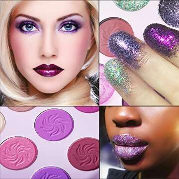 Afflano Purple Eyeshadow Palette Makeup Matte Glitter, Highly Pigmented Pink Eye Makeup Pallet, Dream Purple Pink Dark Red Violet Cute Bright Shimmer Travel Eyeshadow Pallet for Girl Women