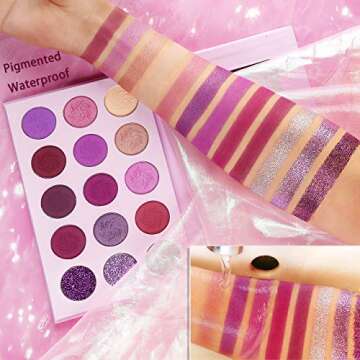 Afflano Purple Eyeshadow Palette Makeup Matte Glitter, Highly Pigmented Pink Eye Makeup Pallet, Dream Purple Pink Dark Red Violet Cute Bright Shimmer Travel Eyeshadow Pallet for Girl Women
