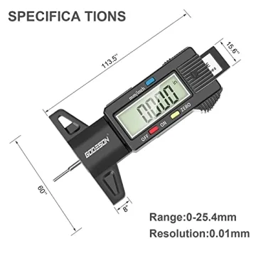 GODESON Digital Tyre Tread Depth Gauge with LCD Display