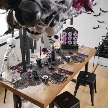 Halloween Table Runner, Black Lace Spider Web Table Runners for Halloween Table Decor, Creepy Table ...