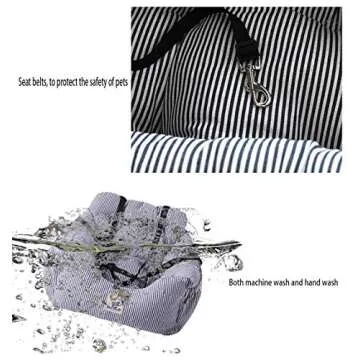 BLOBLO Dog Car Seat Pet Booster Seat Pet Travel Safety Dog Bed for Car with Storage Pocket (Coffee Stripe)