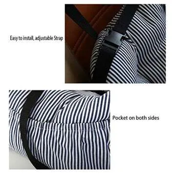 BLOBLO Dog Car Seat Pet Booster Seat Pet Travel Safety Dog Bed for Car with Storage Pocket (Coffee Stripe)
