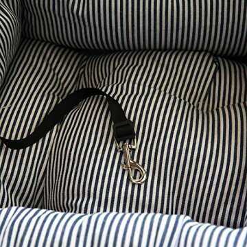 BLOBLO Dog Car Seat Pet Booster Seat Pet Travel Safety Dog Bed for Car with Storage Pocket (Coffee Stripe)