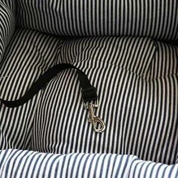 BLOBLO Dog Car Seat Pet Booster Seat Pet Travel Safety Dog Bed for Car with Storage Pocket (Coffee Stripe)