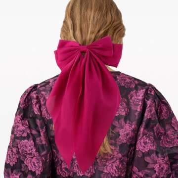 ATODEN Large Silky Satin Pink Hair Bows for Women