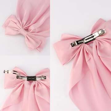 ATODEN Large Silky Satin Pink Hair Bows for Women