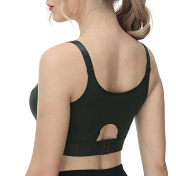 HOFISH Women's Maternity & Nursing Sports Bra Cotton Low Impact Wireless Sleep Bra with Support for Pregnancy Breastfeeding Workout Army Green L