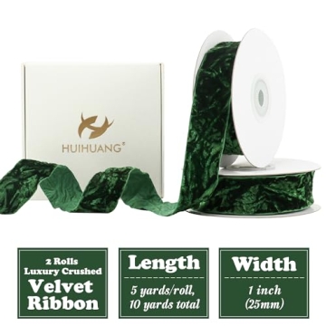 HUIHUANG Velvet Ribbon 1 Inch x 10 Yards for Gifts and Crafts