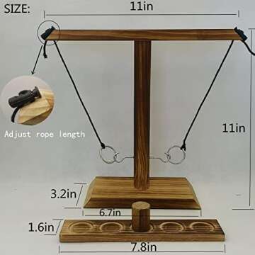 Ring toss Game for Kids and Adults, Large Base Hook and Ring Game, Family-Friendly Indoor Holiday Fun or Outdoor Patio Games, Christmas Games