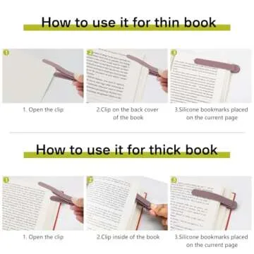 SMUK 6pcs Automatic Bookmark, Silicone Book Marks for Reading Women, Men, Kids, Book Lovers, Cute Unique Book Markers for Reading, Reading Accessories Gifts for Book Lovers