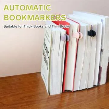 SMUK 6pcs Automatic Bookmark, Silicone Book Marks for Reading Women, Men, Kids, Book Lovers, Cute Unique Book Markers for Reading, Reading Accessories Gifts for Book Lovers