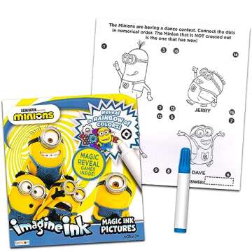 Disney Mickey Magic Ink Coloring Book Set - 3 Imagine Ink Books for Kids Toddlers Featuring Mickey, Disney Cars and Minions with Invisible Ink Pens and Mickey Mouse Stickers (Mess Free Coloring)