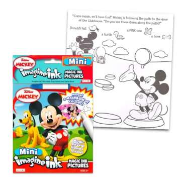 Disney Mickey Magic Ink Coloring Book Set - 3 Imagine Ink Books for Kids Toddlers Featuring Mickey, Disney Cars and Minions with Invisible Ink Pens and Mickey Mouse Stickers (Mess Free Coloring)