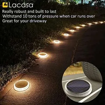 Solar Deck Lights, Driveway Walkway Dock Light Solar Powered Outdoor Waterproof Stair Step Pathway Ground LED Lamp for Backyard Patio Garden, Auto On/Off - Warm White - 4 Pack