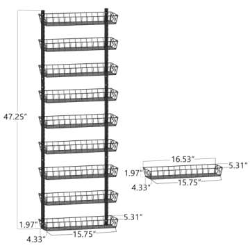 SWOMMOLY Adjustable Wall Mount Spice Rack, 9-Tier Dual-use (Multi-use) Organizer, Black