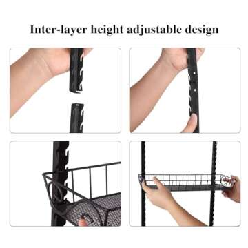 SWOMMOLY Adjustable Wall Mount Spice Rack, 9-Tier Dual-use (Multi-use) Organizer, Black