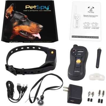 PetSpy P620 Dog Training Shock Collar for Dogs with Vibration, Electric Shock, Beep; Rechargeable and Waterproof Remote Trainer E-Collar - 10-140 lbs