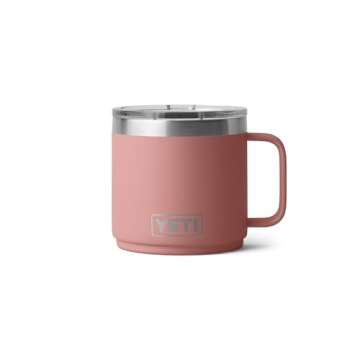 YETI Rambler 14 oz Stackable Mug, Vacuum Insulated, Stainless Steel with MagSlider Lid, Sandstone Pink
