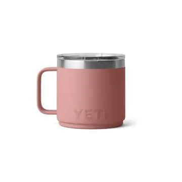 YETI Rambler 14 oz Stackable Mug, Vacuum Insulated, Stainless Steel with MagSlider Lid, Sandstone Pink