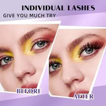 B&Qaugen DIY Lash Extension Kit 280pcs Individual Lashes Cluster B&Q D Curl Eyelash Clusters with Bond and Seal Applicator Tool for Self Application (KIT,30D40D-0.07D-9-16MIX)