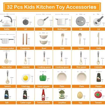 Bruvoalon 32Pcs Kids Play Kitchen Toys Set for Fun Learning