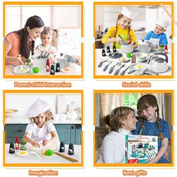 Bruvoalon 32Pcs Kids Play Kitchen Toys Set for Fun Learning