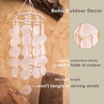 Bohemian Capiz Shell Wind Chime for Indoor Outdoor Decor