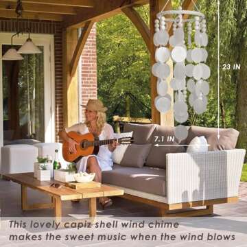 Bohemian Capiz Shell Wind Chime for Indoor Outdoor Decor