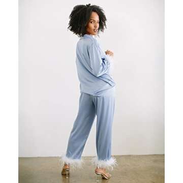 Belle's Feather Bridal Pajamas - Elegant Satin Sleepwear