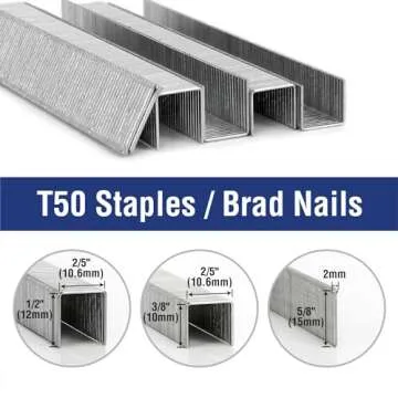 WORKPRO Heavy Duty T50 7500-Count Staples for Staple Gun, 1/2"+3/8" Staples and 5/8" Brad Nails Combo Kit, Galvanized Staples for Upholstery, Woodworking Projects and Home Renovations