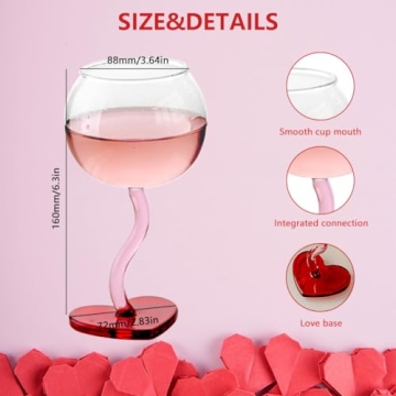 Heart Shaped Crystal Wine Glasses Elegant Lead-Free Goblets